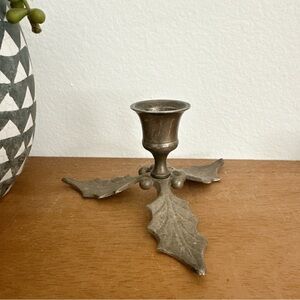 Restoration Hardware Holly Leaf Silver Candle Stick Holder India 2.5"H × 5"W